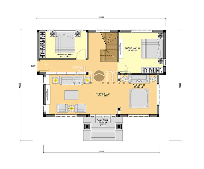 Mẫu thiết kế nhà mái nhật 2 tầng 5 phòng ngủ đẹp tổng diện tích 180m2 ZH003