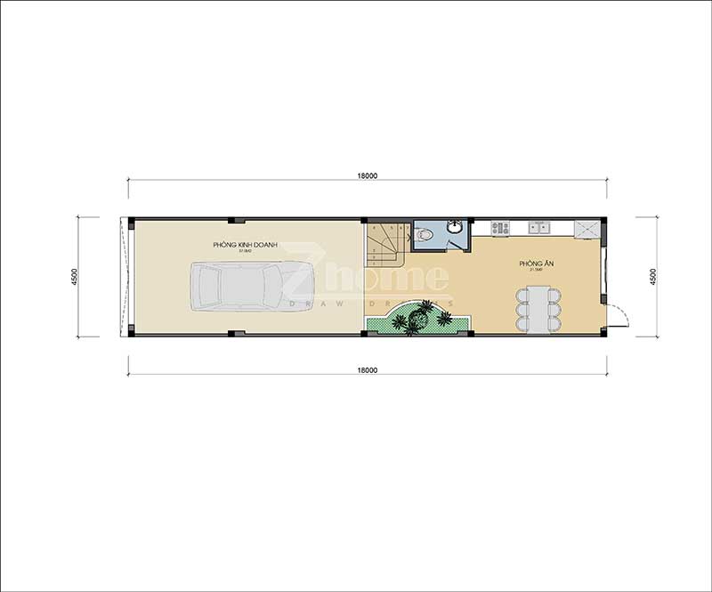 Bản vẽ mẫu nhà 3 tầng 1 tum hiện đại mái bằng tại Bắc Giang ZH016